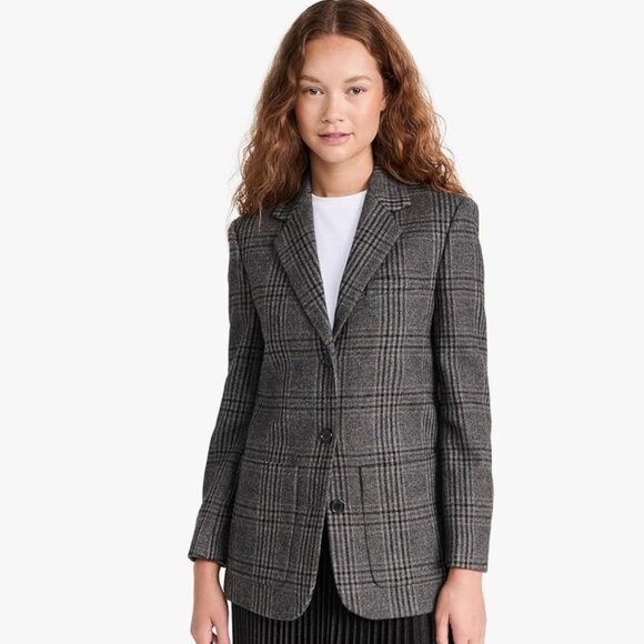 NWT | Theory Women's Elbow Patch Plaid Blazer/Jacket | Size 10 - Picture 3 of 6